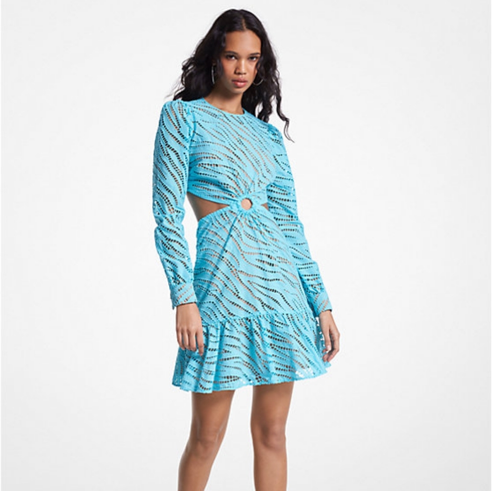 MICHAEL MICHAEL KORSZebra Eyelet Cotton Cutout Dress